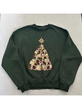 Jordan Brooklyn Green Holiday Crewneck Pullover Sweatshirt Men's Size Large